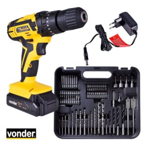 Furadeira Parafusadeira Impacto A Bateria 74pcs Pfv074