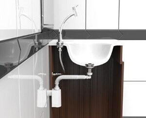 Sifo Lavatorio Com Copo Parede Flexivel Branco Blukit (681648)