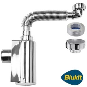 Sifo Lavatorio Com Copo Parede Flexivel Cromado Blukit (886790)
